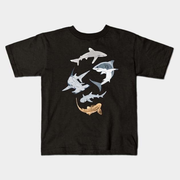 Types of Sharks Collection Kids T-Shirt by NicGrayTees